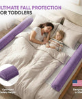 Inflatable Toddler Bed Rails 2 Pack Portable Travel Bed Bumpers With Non Slip Washable Covers Kid Friendly Safety Guard in use