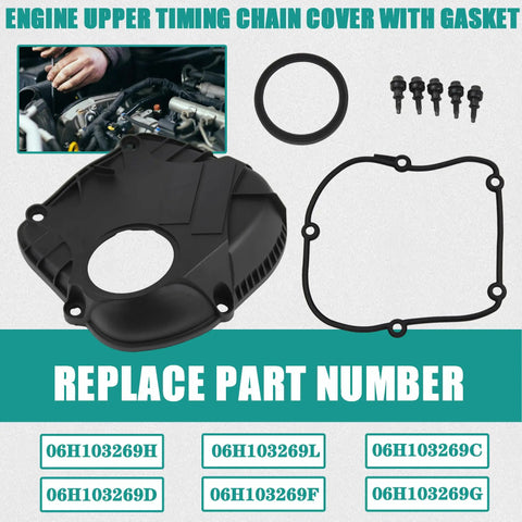 Engine Upper Timing Chain Cover With Gasket For 2008 2017 Audi A3 A4 A5 A6 Q5 TT And VW Beetle CC EOS Golf GTI Jetta Passat Tiguan Black Replacement
