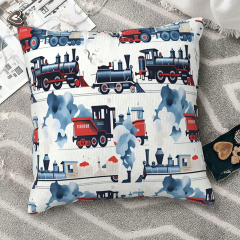 Dope Steam Train Locomotive Pillowcase Cover For Living Room And Bedroom, Retro Train Decor Throw Pillow Case 20x20 Inches
