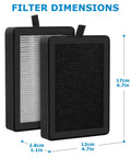 Six Pack Replacement Filter For LV H128 Air Purifier And Similar Models dimensions 17cm x 12cm x 2.8cm shown.