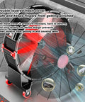 Heavy Duty Portable Floor Fan With Mega Reach Airflow And Easy Grip Handle Thirty Four Inch Sweep showing double-layered mesh cover for safety.