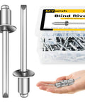 3/16 x 1/4 Inch Blind Pop Rivets Kit For Metal With Aluminum Grip And Steel Mandrel Open End Rivets 300 Pieces DIY Friendly