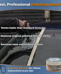 A person using Real Deal Cerium Oxide Glass Polishing Powder for Heavy Duty Windshield Scratch Removal on a car windshield.