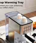 Front view of 20 Bar Espresso Machine With Milk Frother Compact Stainless Steel Coffee Maker 57 Ounce Removable Water Tank