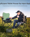 Hella Reliable 700 Watt Pure Sine Wave Inverter 12V To 110V DC AC Converter on grass with user operating ham radio.