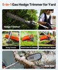 Gas Hedge Trimmer Combo with 63cc 2 cycle engine five-in-one multi tool for hedge trimming, string trimming, brush cutting, pole saw
