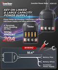 Diagram of Motorcycle Power Relay Kit DC 12V 20A Waterproof 4 Way Fuse Block with quick connect detail and wiring layout.