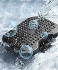 Adjustable Ergonomic Desk Footrest with Massage 3 Height Positions and 30 Degree Tilt under water labeled washable, odorless