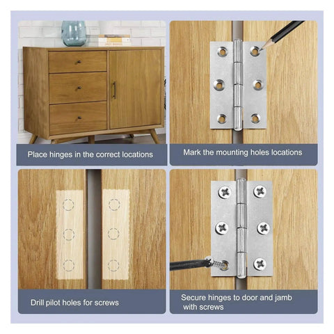 Installation steps for Beefy Stainless Steel Rotating Concealed Door Hinges Kit 6 Pcs Cabinet Butt Folding Hinge Set