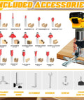 Cordless Wood Router Trimmer For 20V Battery With 6 Speed Settings, 800W Brushless Motor, includes 15 router bits, no battery