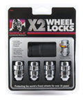 Acorn Chrome Wheel Lock 12mm X 1.50 Thread Size X2 Dual Stage Security packaging with four chrome locks visible