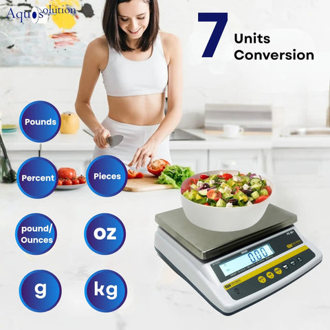 Digital Food Scale For Commercial Kitchens With Pro Grade Rechargeable Battery, NTEP Class III, in use with salad bowl