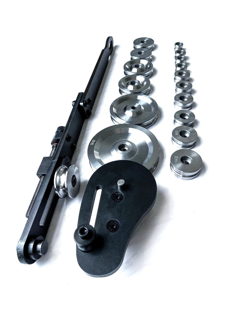 Small Diameter Tubing Bender For Metalwork Hand Bender Tool With Reversible Dies For Rod And Rebar Forming Clamp Mount For Vise Or Bolt On Stand Pro Grade Adjustable Bend Die With Two Radius Options And Easy Positioning, with dies