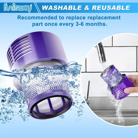 2 Pack V10 Vacuum Replacement Filters With Cleaning Brush Included Compatible With V10 Cyclone Series V10 Animal SV12 Part 96908201