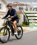 Person riding 26 Inch Fat Tire Electric Bike With 750W Peak Motor 20 MPH Top Speed Up To 40 Mile Range For Trail And City Cruisin