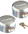 Hidden Shackle Pro Series Padlocks Two Pack Keyed Alike, showing zinc die-cast body with four keys, BumpStop technology visible.