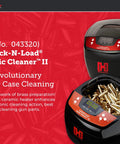 Top Shelf 80 Watt Heated Ultrasonic Case Cleaner 2 Liter Tank on workbench, cleaning brass gun parts with heat.