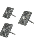 Heavy Duty Square Upholstery Nails Crafted From Solid Steel With Rich Pewter Finish showing three decorative tacks.
