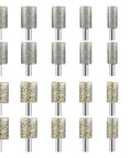 24-Piece Diamond Grinding Bit Set For Rotary Tools With One Eighth Inch Shank, includes two rows of burrs, 60 and 150 grit.