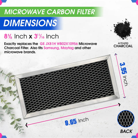 Over-The-Range Microwave Charcoal Filter Replacement 8.67 Inch By 3.95 Inch Fits JX81H WB02X10956 Samsung Carbon Filter Odor Elimination And Fresh Air For Hood Fans Easy Install Durable Construction 2 Pack