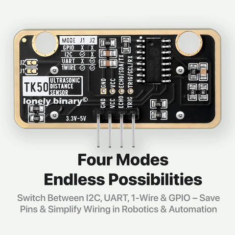 Gold Edition Ultrasonic Distance Sensor Module With Four Modes I2C UART 1 Wire GPIO HC SR04 Compatible For Arduino Raspberry Pi Nano ESP32