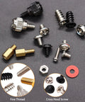 Various screws from Badass 502Pcs Computer Screw Assortment Kit Featuring Rock Solid Motherboard Standoffs.