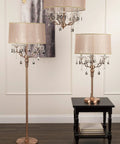 35 Inch Rosie Crystal Table Lamp With Copper Finish And Deer Antler Inspired Design, UL Listed 40 Watt Max, in room setting