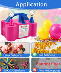 Electric Balloon Pump With Integrated Balloon Tying Tool All In One Portable Inflator Blower displayed with balloons.