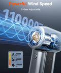 Electric Air Duster With 110000 RPM High-Speed Turbo Blast, Rechargeable 3-Speed Dust Blower showing 3 gear levels