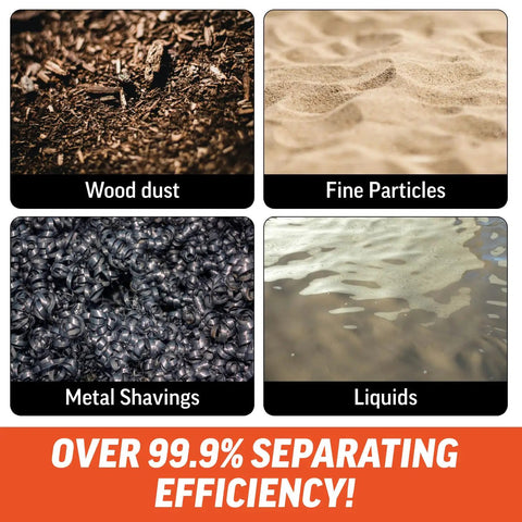 Over 99.9% separating efficiency of low profile dust separator pro grade for your shop vacuums with high flow 90 degree sweep elbows