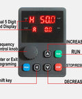 Variable Frequency Drive 220V 2.2KW 3HP 10A Inverter control panel with dual LED display, control knob, and buttons for CNC speed control.