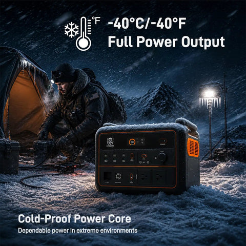 Rock Solid Yet Hella Lightweight 2800Wh Portable Power Station And Rapid Charge Solar Generator in snowy environment.