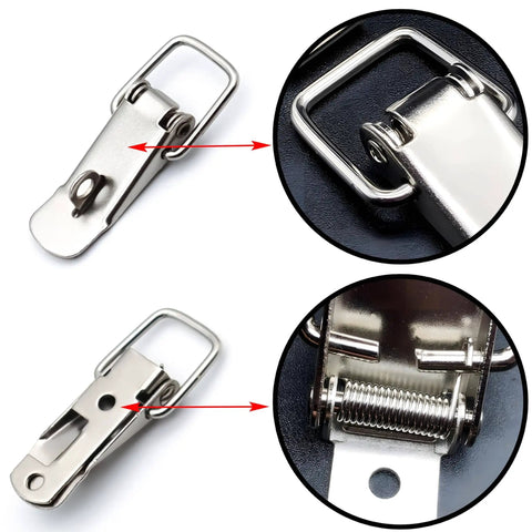 Eight Pack Stainless Steel 90 Degree Spring Toggle Latches with Clasp Buckle Lock Mounting Screws Included for Boxes Cabinets Doors