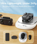 4K Camera Drone For Beginners With 90 Degree Adjustable Lens Foldable Quadcopter on scale showing weight under 249 grams