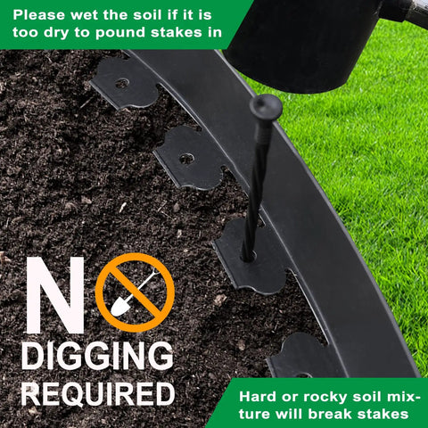 40 Foot Landscape Edging Kit With 48 Spikes Flexible Lawn Border No Dig Design