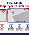Heavy Duty Micro Mesh Fryer Oil Filter Bag For Commercial Kitchens Keeps Cooking Oil Clean And Crisp Extra Fine Strainer, features fine mesh texture.