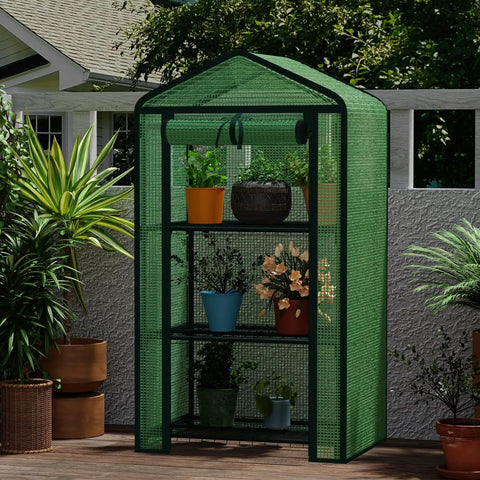 Portable 3 Tier Plant Greenhouse For Indoor And Outdoor Use With Heavy Duty Powder Coated Steel Frame And Durable PE Cover, Ideal Seedling Starter Rack For Small Spaces And Busy Indoor Gardens