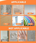 Image showing surfaces suitable and unsuitable for Super Snug W Shape Corner Protectors With Pre Taped Edge Guard for Furniture Safety.