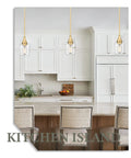 Gold Pendant Light 2 Pack With Clear Glass Shade above kitchen island, modern hanging fixture, wine glass style ceiling lights