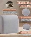 Top Shelf Two Pack Bench Grinder Covers Made From Soft Grey Cotton For Straight Up Dust Shield And Shop Ready Protection Featuring A No Sweat Universal Fit Sized At 14.5 By 14.5 By 10 Inches, showing features and cotton material.