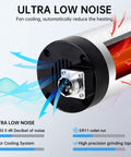 Air Cooled 800W CNC Spindle Motor 220V ER11 65mm, 0-24000 RPM, ultra low noise, detailed view of air cooling system and ER11 collet nut.
