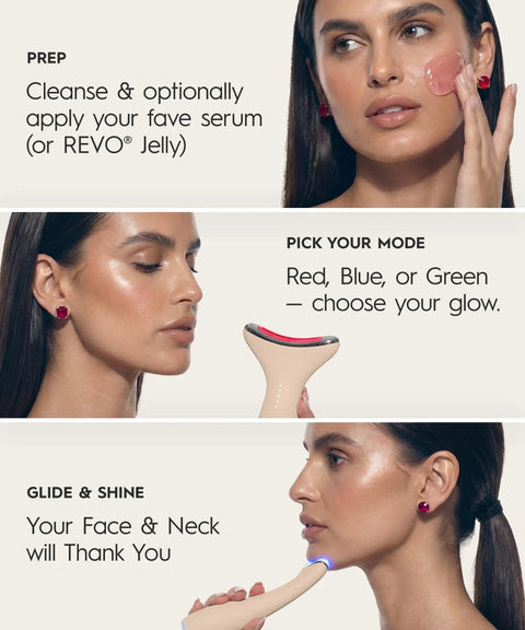 Total Glow Up Facial Massager For Face And Neck With Warm Heat And Pulsing Vibrations Led Beauty Tool Depuffing Sculpting Wand Featuring Red Blue Green Light Modes For Daily Skincare Routines That Definitely Hits Different Every Single Time