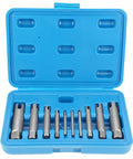 10 Piece Screw Tap Extractor Set For Removing Broken, Stripped, And Damaged Screws And Bolts, Heavy Duty High Speed Steel