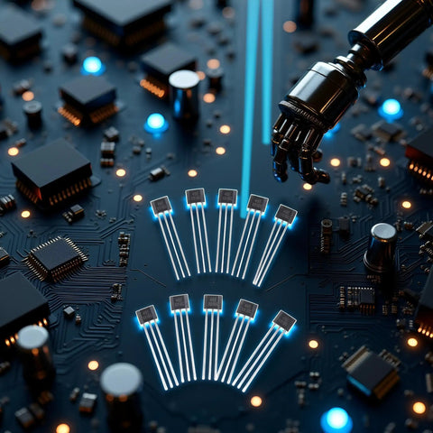 10 Pack Black Hall Effect Linear Sensors For Precise Magnetic Field Sensing Oh49E Ss49E Compatible on electronic board.