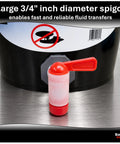 14 Quart Oil Drain Pan With Extra Wide 12 Inch Opening And Deep 11 Inch Container For Mess Free Draining, spigot detail
