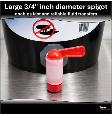 14 Quart Oil Drain Pan With Extra Wide 12 Inch Opening And Deep 11 Inch Container For Mess Free Draining, spigot detail