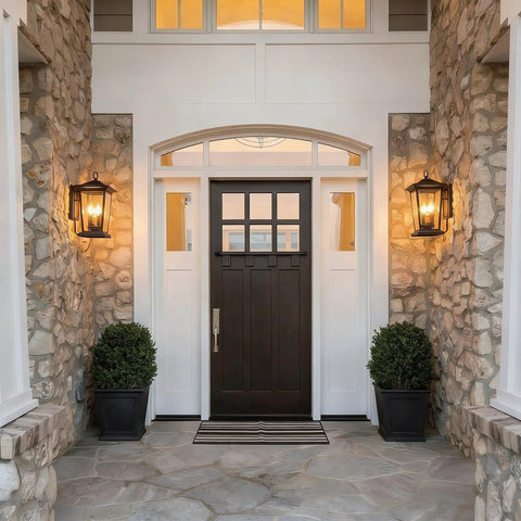 Rugged Outdoor Wall Lantern For Porches And Patios, Weatherproof Aluminum Sconce With Clear Glass Shade, Black Anti Rust Exterior Light Fixture, Easy No Fuss Install With Bottom Opening For Quick Bulb Replacement