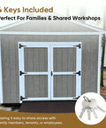 Heavy Duty Shed Door Hardware Kit With 6.5 Inch T Handle Lock Black Powder Coat 6 Anti Sag Hinges 2 Barrel Bolts For Outdoor Sheds Barns And Wooden Fence Gates Built Tough For Lasting Security And Easy Use on gray double shed doors with 4 keys