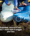 People playing cards in Cosmic 20 Down Mummy Sleeping Bag With 550 Fill Power Down, Recycled Fabrics And PFAS Free DWR, 2024 model.
