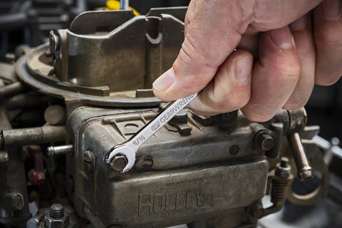 Using a 5/16 inch wrench from Ten Piece SAE Midget Wrench Set With 12 Point Box End And 6 Point Box End, Alloy Steel Construction